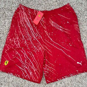 PUMA Ferrari Race Men’s Color Splash Shorts Red, Size XL (New)
